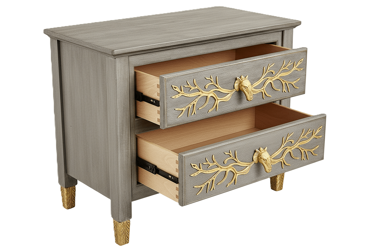 Aurum Arbor Royale™ Hand - Carved Solid Wood Nightstand – handcrafted solid wood furniture