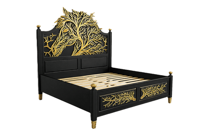 Aurum Arbor Royale™ Hand - Carved Solid Wood Platform Bed & Bedroom Collection – handcrafted solid wood furniture