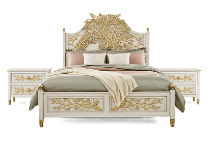 Aurum Arbor Royale™ Hand - Carved Solid Wood Platform Bed & Bedroom Collection – handcrafted solid wood furniture