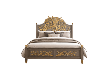 Aurum Arbor Royale™ Hand - Carved Solid Wood Platform Bed & Bedroom Collection – handcrafted solid wood furniture