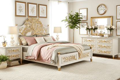 Aurum Arbor Royale™ Hand - Carved Solid Wood Platform Bed & Bedroom Collection – handcrafted solid wood furniture