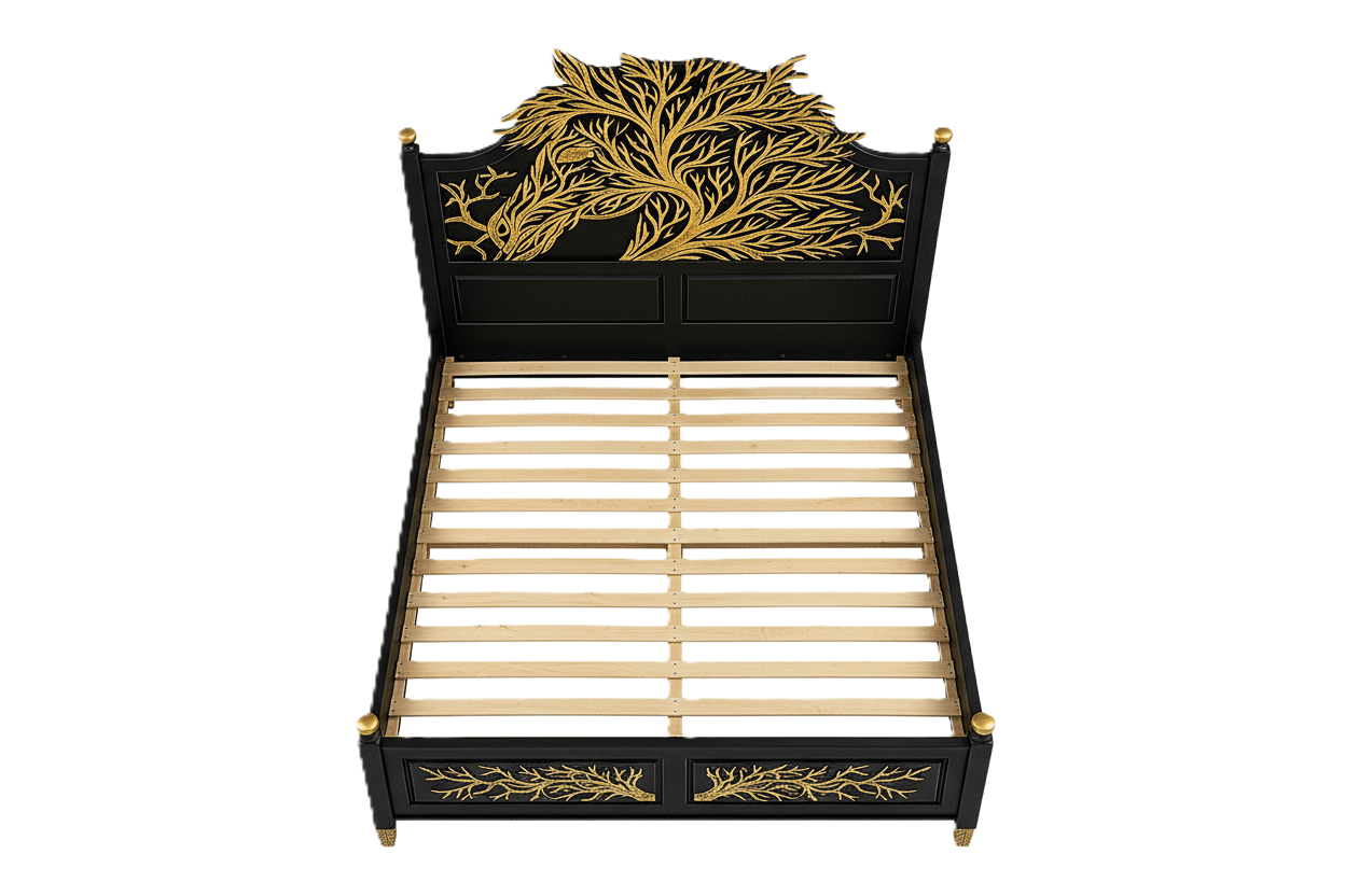 Aurum Arbor Royale™ Hand - Carved Solid Wood Platform Bed & Bedroom Collection – handcrafted solid wood furniture