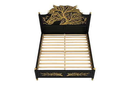 Aurum Arbor Royale™ Hand - Carved Solid Wood Platform Bed & Bedroom Collection – handcrafted solid wood furniture
