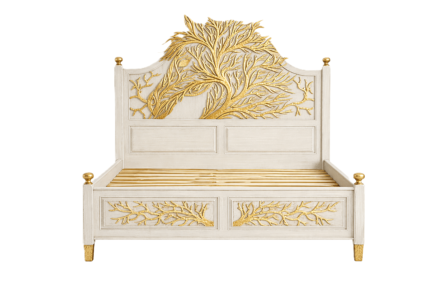 Aurum Arbor Royale™ Hand - Carved Solid Wood Platform Bed & Bedroom Collection – handcrafted solid wood furniture