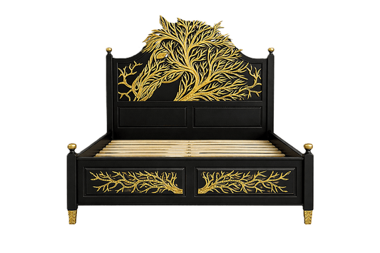 Aurum Arbor Royale™ Hand - Carved Solid Wood Platform Bed & Bedroom Collection – handcrafted solid wood furniture