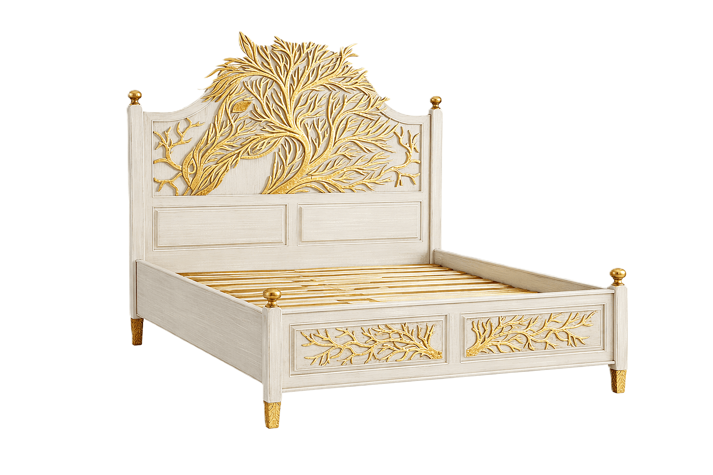 Aurum Arbor Royale™ Hand - Carved Solid Wood Platform Bed & Bedroom Collection – handcrafted solid wood furniture