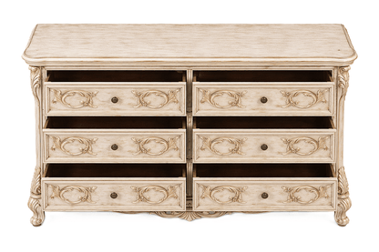 Aurum Noir Élysée™ Hand - Carved Solid Wood Dresser – handcrafted solid wood furniture