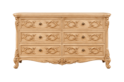 Aurum Noir Élysée™ Hand - Carved Solid Wood Dresser – handcrafted solid wood furniture