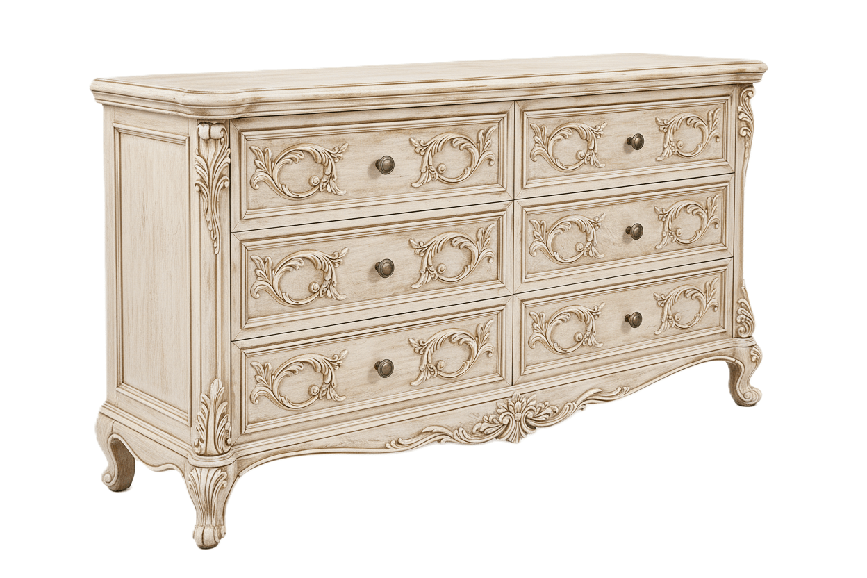 Aurum Noir Élysée™ Hand - Carved Solid Wood Dresser – handcrafted solid wood furniture