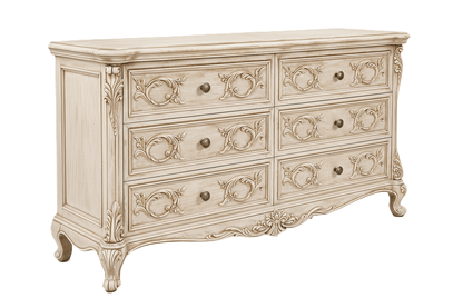 Aurum Noir Élysée™ Hand - Carved Solid Wood Dresser – handcrafted solid wood furniture