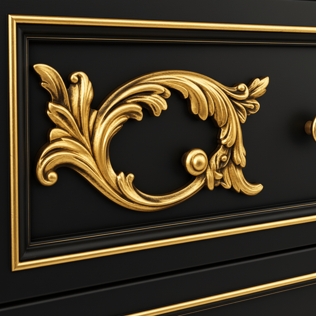Aurum Noir Élysée™ Hand - Carved Solid Wood Dresser – handcrafted solid wood furniture