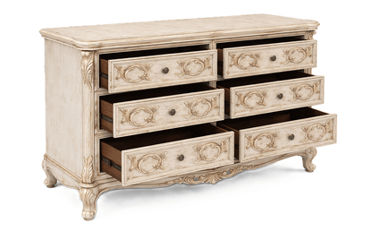 Aurum Noir Élysée™ Hand - Carved Solid Wood Dresser – handcrafted solid wood furniture
