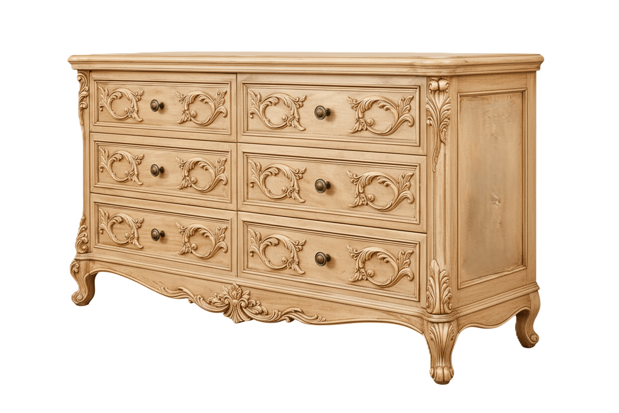 Aurum Noir Élysée™ Hand - Carved Solid Wood Dresser – handcrafted solid wood furniture