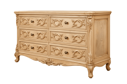 Aurum Noir Élysée™ Hand - Carved Solid Wood Dresser – handcrafted solid wood furniture