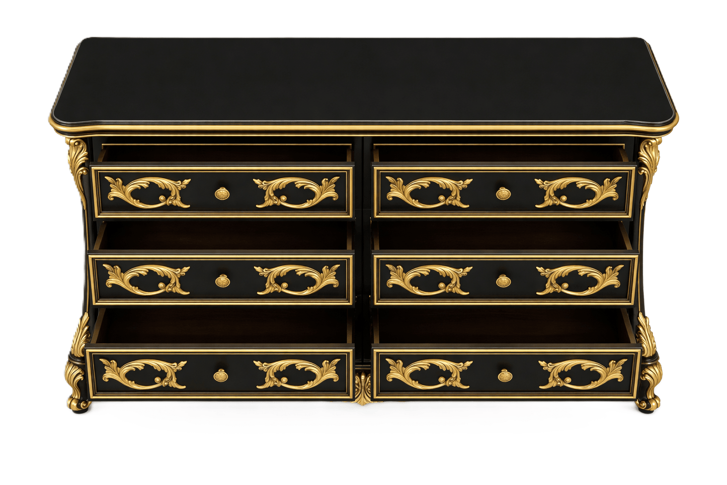 Aurum Noir Élysée™ Hand - Carved Solid Wood Dresser – handcrafted solid wood furniture