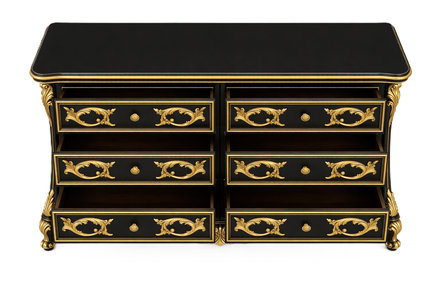 Aurum Noir Élysée™ Hand - Carved Solid Wood Dresser – handcrafted solid wood furniture