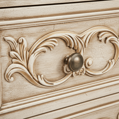 Aurum Noir Élysée™ Hand - Carved Solid Wood Dresser – handcrafted solid wood furniture