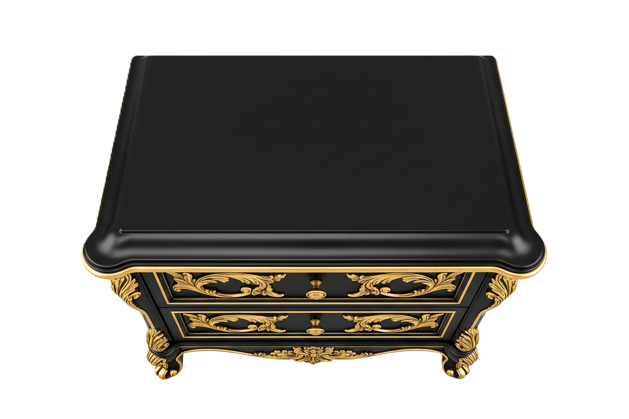 Aurum Noir Élysée™ Hand - Carved Solid Wood Nightstand – handcrafted solid wood furniture