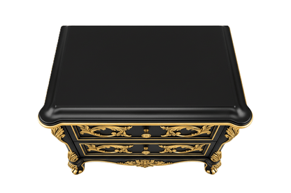 Aurum Noir Élysée™ Hand - Carved Solid Wood Nightstand – handcrafted solid wood furniture