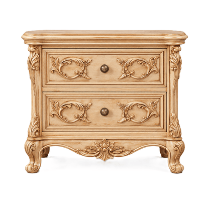 Aurum Noir Élysée™ Hand - Carved Solid Wood Nightstand – handcrafted solid wood furniture