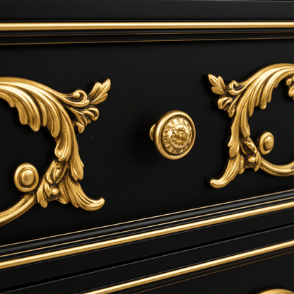 Aurum Noir Élysée™ Hand - Carved Solid Wood Nightstand – handcrafted solid wood furniture
