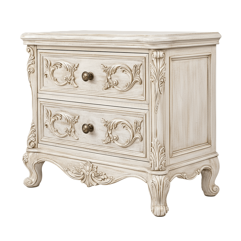 Aurum Noir Élysée™ Hand - Carved Solid Wood Nightstand – handcrafted solid wood furniture