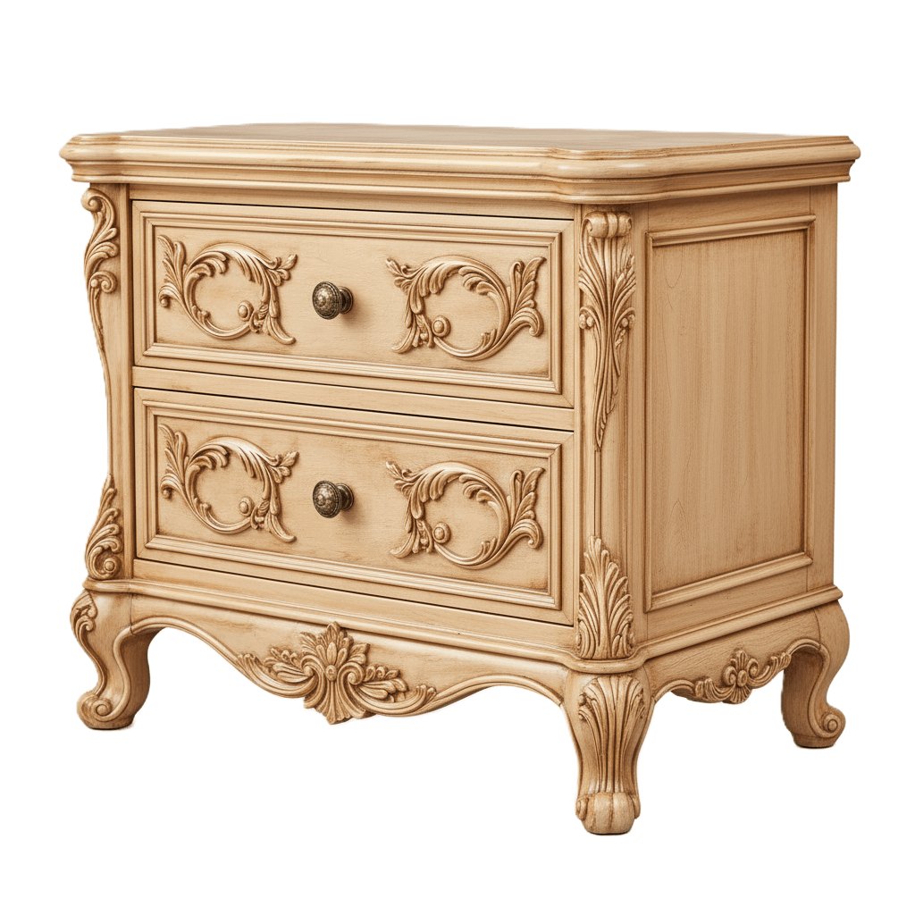 Aurum Noir Élysée™ Hand - Carved Solid Wood Nightstand – handcrafted solid wood furniture
