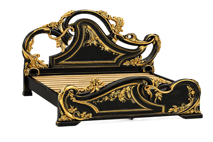 Aurum Noir Élysée™ Hand - Carved Solid Wood Platform Bed & Bedroom Collection – handcrafted solid wood furniture