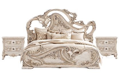 Aurum Noir Élysée™ Hand - Carved Solid Wood Platform Bed & Bedroom Collection – handcrafted solid wood furniture