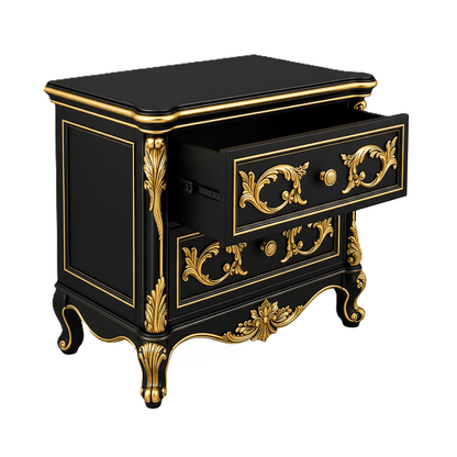 Aurum Noir Élysée™ Hand - Carved Solid Wood Platform Bed & Bedroom Collection – handcrafted solid wood furniture