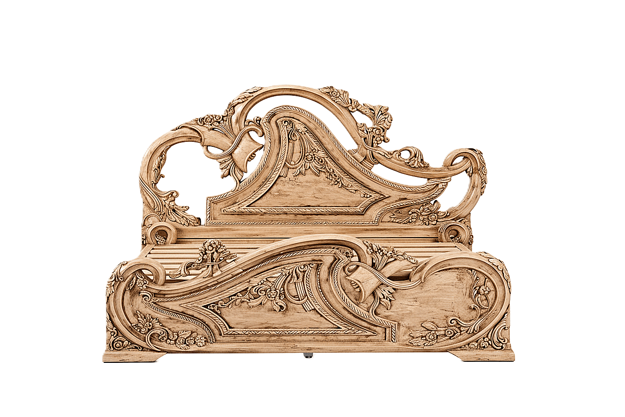 Aurum Noir Élysée™ Hand - Carved Solid Wood Platform Bed & Bedroom Collection – handcrafted solid wood furniture