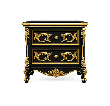 Aurum Noir Élysée™ Hand - Carved Solid Wood Platform Bed & Bedroom Collection – handcrafted solid wood furniture