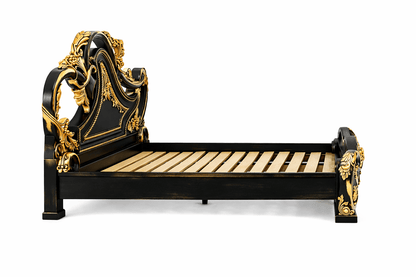 Aurum Noir Élysée™ Hand - Carved Solid Wood Platform Bed & Bedroom Collection – handcrafted solid wood furniture