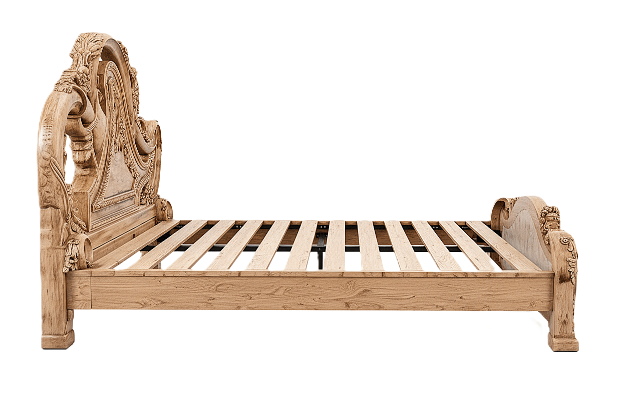 Aurum Noir Élysée™ Hand - Carved Solid Wood Platform Bed & Bedroom Collection – handcrafted solid wood furniture