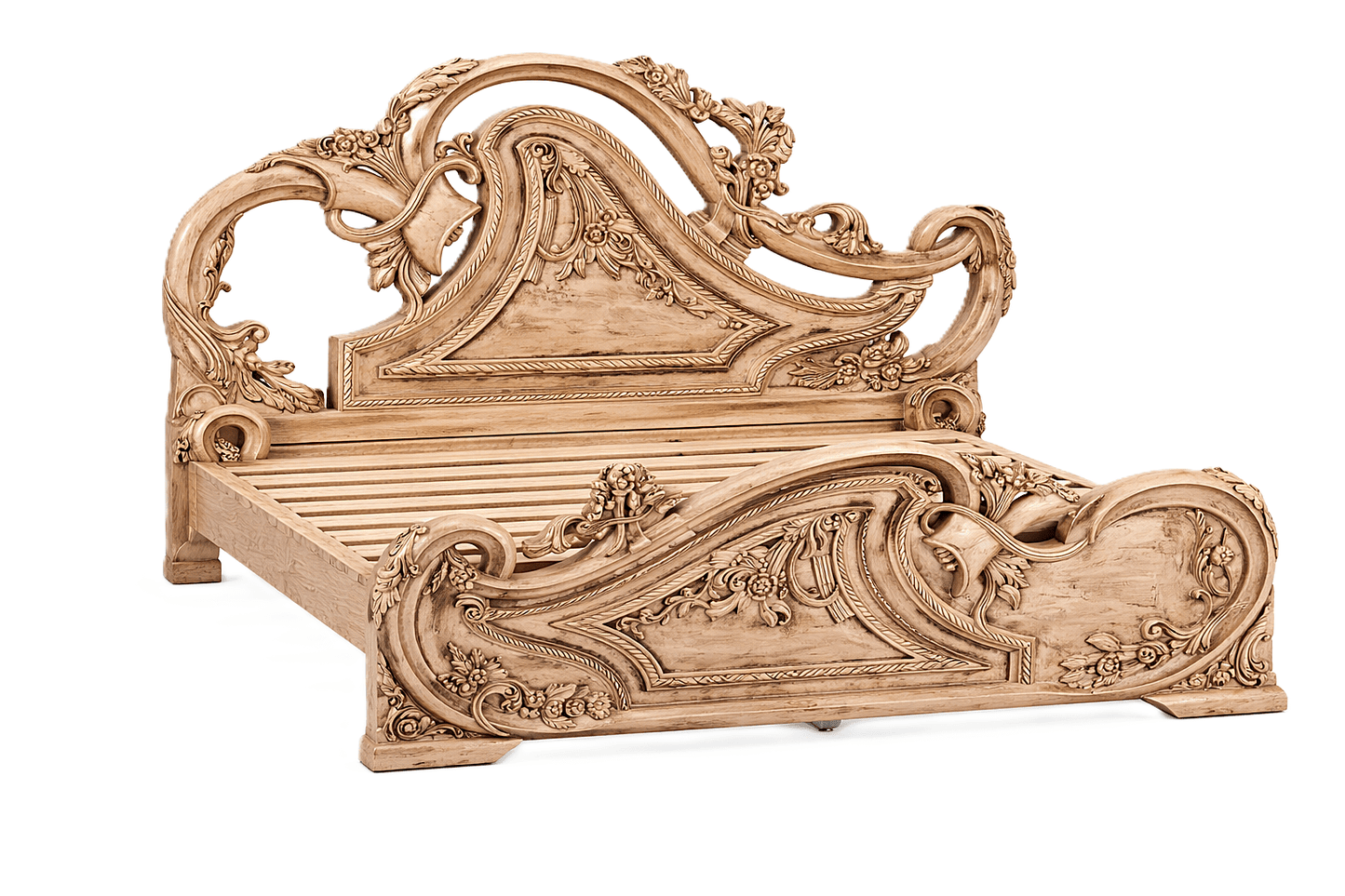 Aurum Noir Élysée™ Hand - Carved Solid Wood Platform Bed & Bedroom Collection – handcrafted solid wood furniture