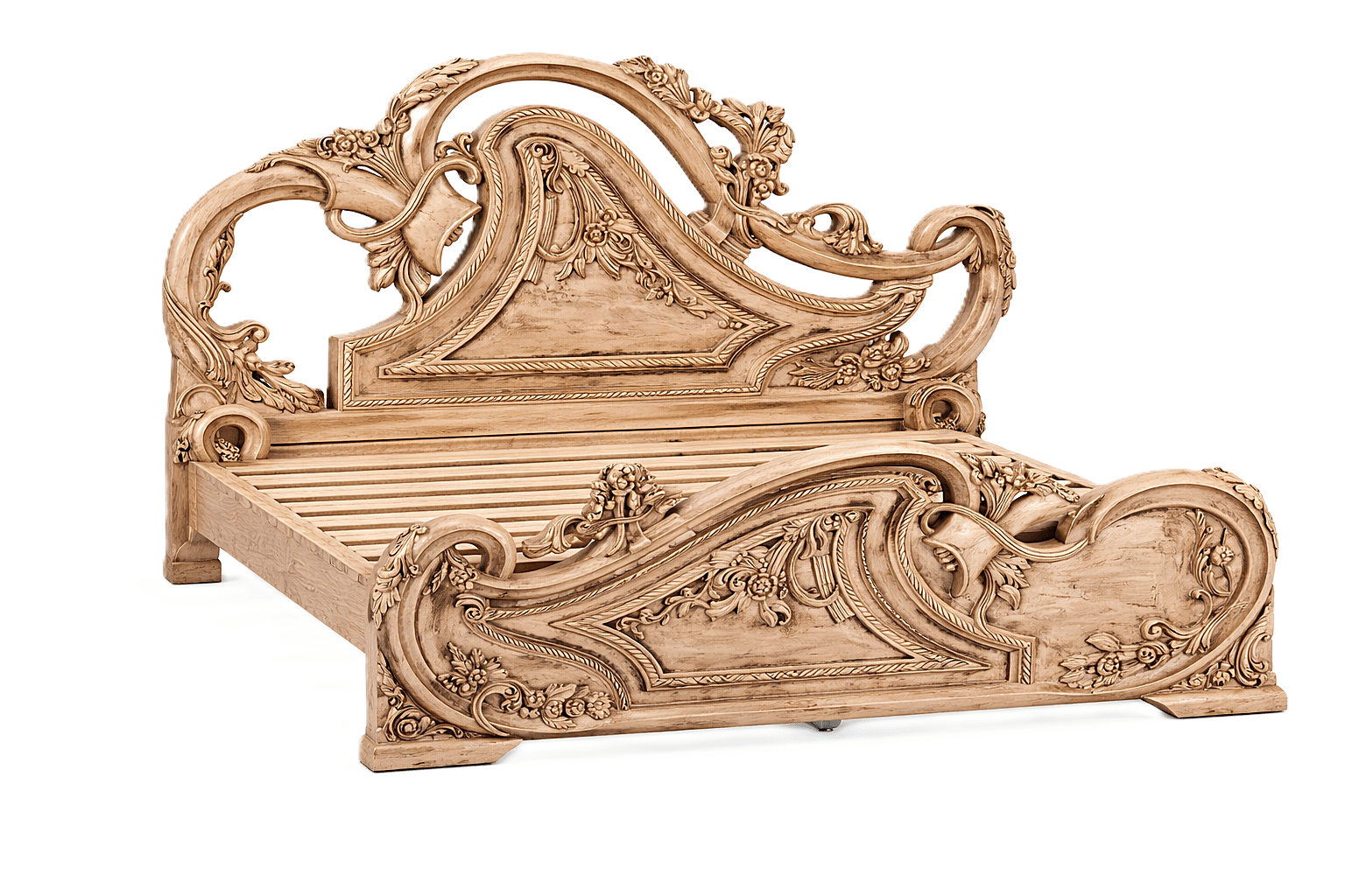 Aurum Noir Élysée™ Hand - Carved Solid Wood Platform Bed & Bedroom Collection – handcrafted solid wood furniture