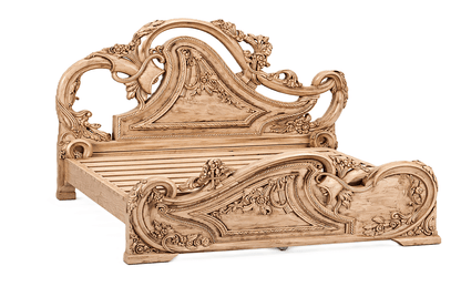 Aurum Noir Élysée™ Hand - Carved Solid Wood Platform Bed & Bedroom Collection – handcrafted solid wood furniture
