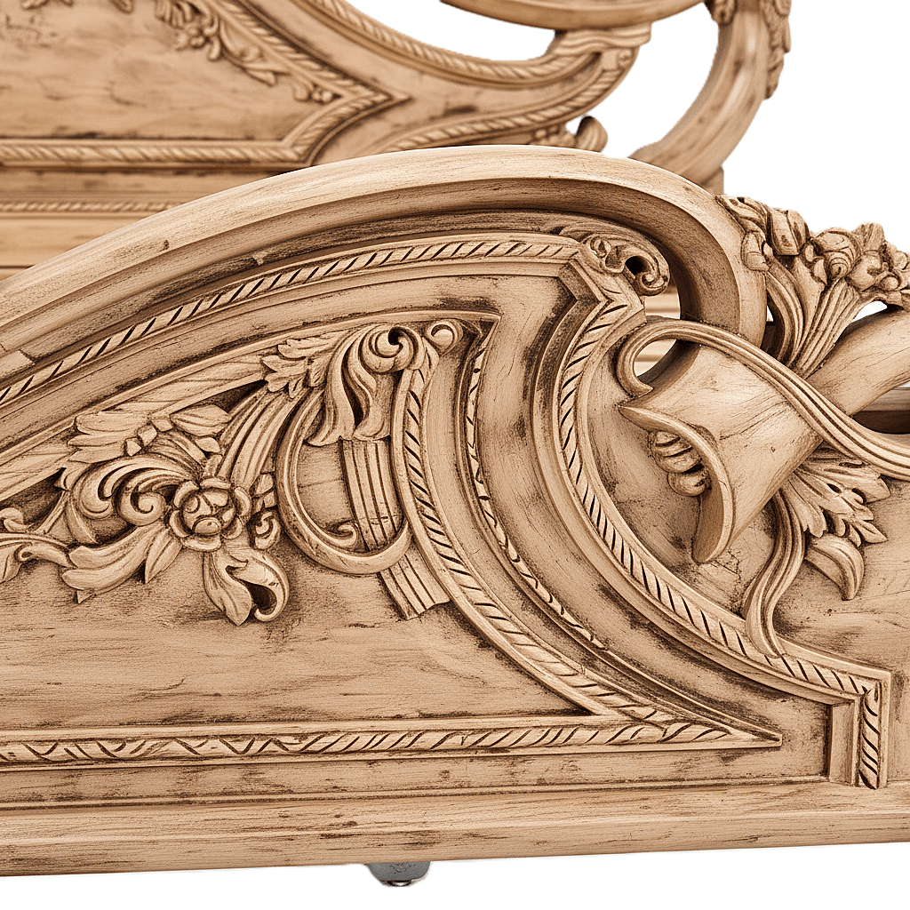 Aurum Noir Élysée™ Hand - Carved Solid Wood Platform Bed & Bedroom Collection – handcrafted solid wood furniture