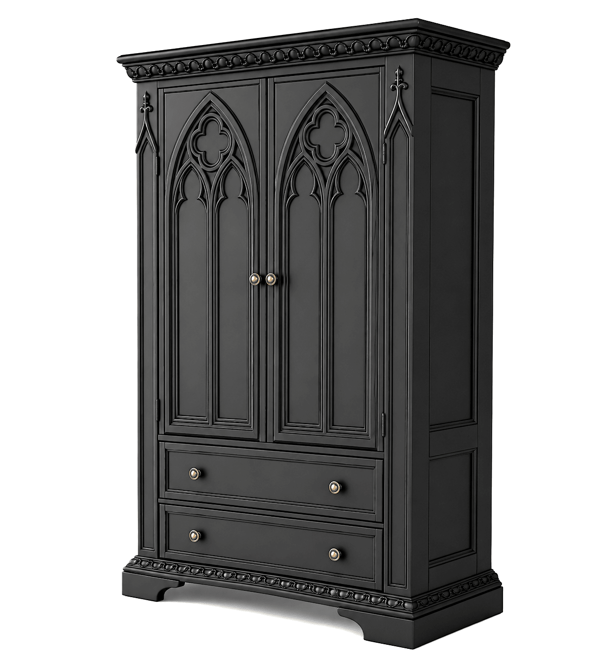 Blackspire™ Gothic Hand-Carved Solid Wood Armoire – handcrafted solid wood furniture
