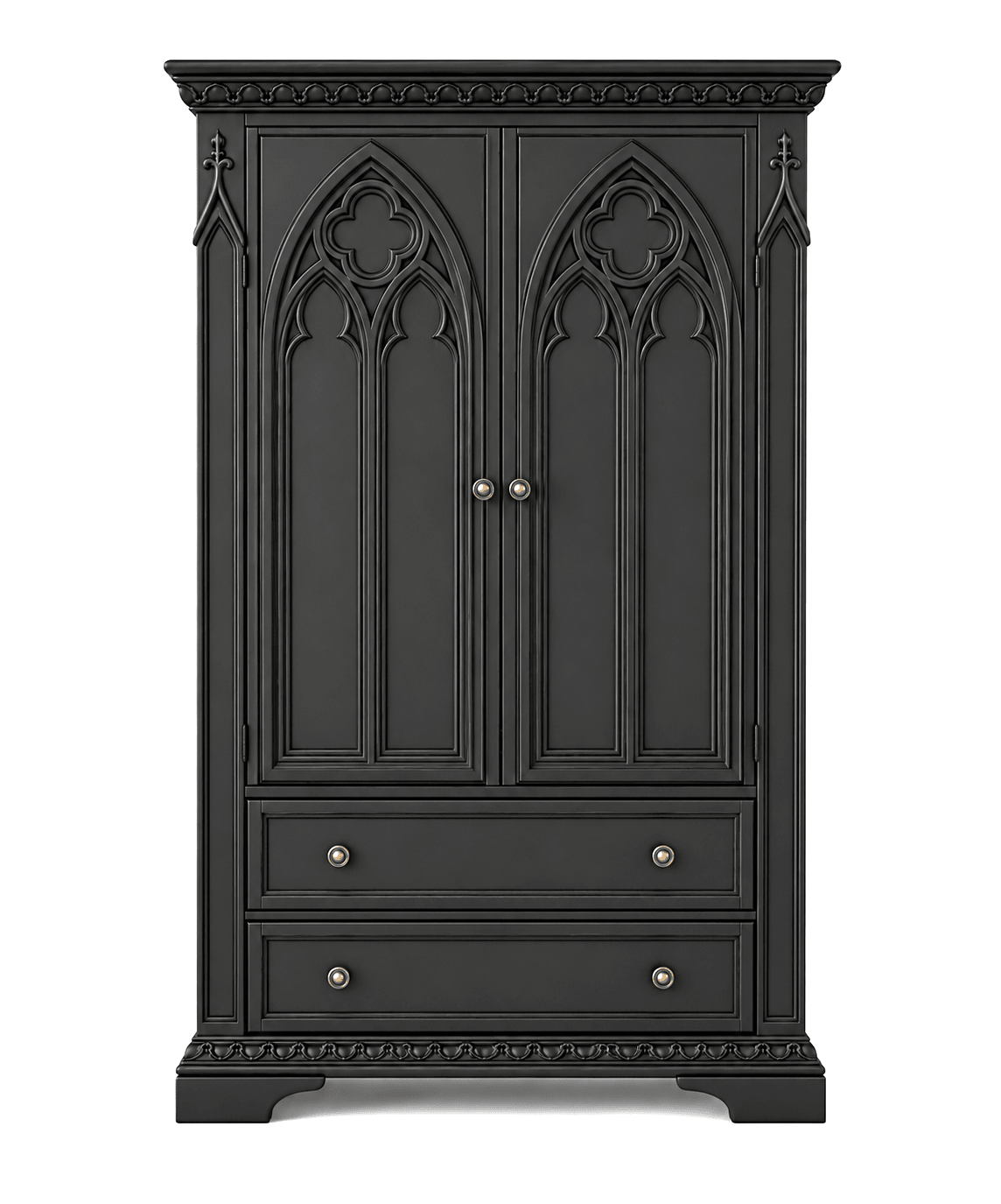 Blackspire™ Gothic Hand-Carved Solid Wood Armoire – handcrafted solid wood furniture