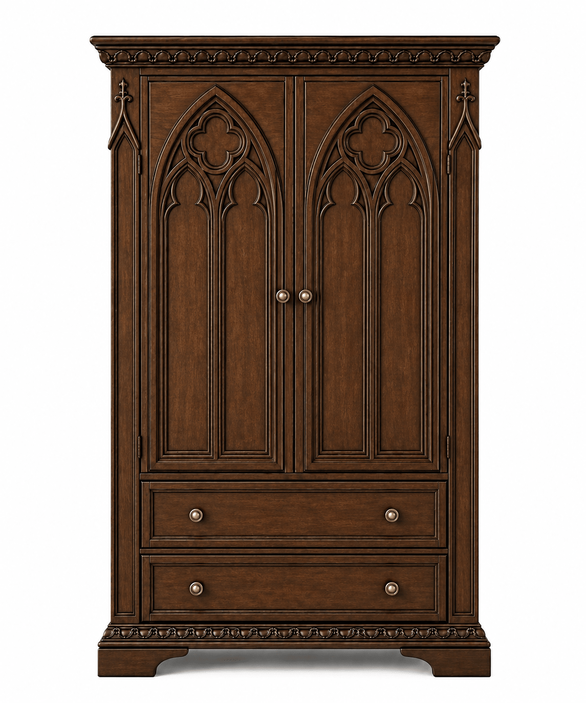 Blackspire™ Gothic Hand-Carved Solid Wood Armoire – handcrafted solid wood furniture