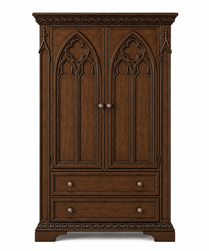 Blackspire™ Gothic Hand-Carved Solid Wood Armoire – handcrafted solid wood furniture