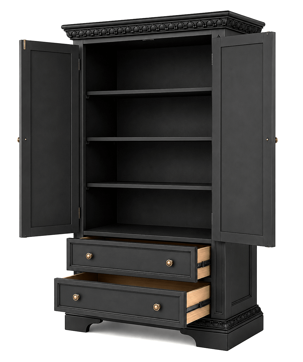 Blackspire™ Gothic Hand-Carved Solid Wood Armoire – handcrafted solid wood furniture