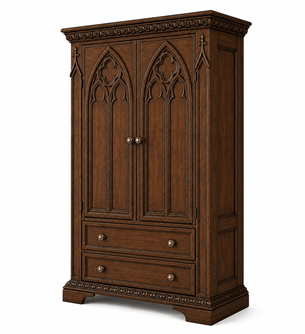 Blackspire™ Gothic Hand-Carved Solid Wood Armoire – handcrafted solid wood furniture
