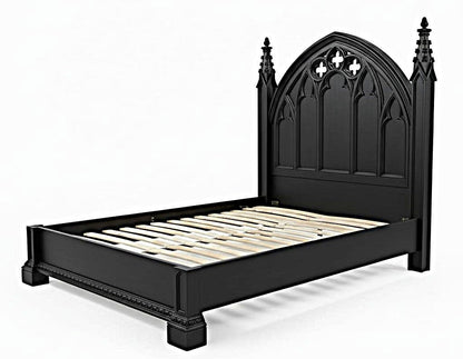 Blackspire Gothic Hand - Carved Solid Wood Platform Bed & Bedroom Collection – handcrafted solid wood furniture
