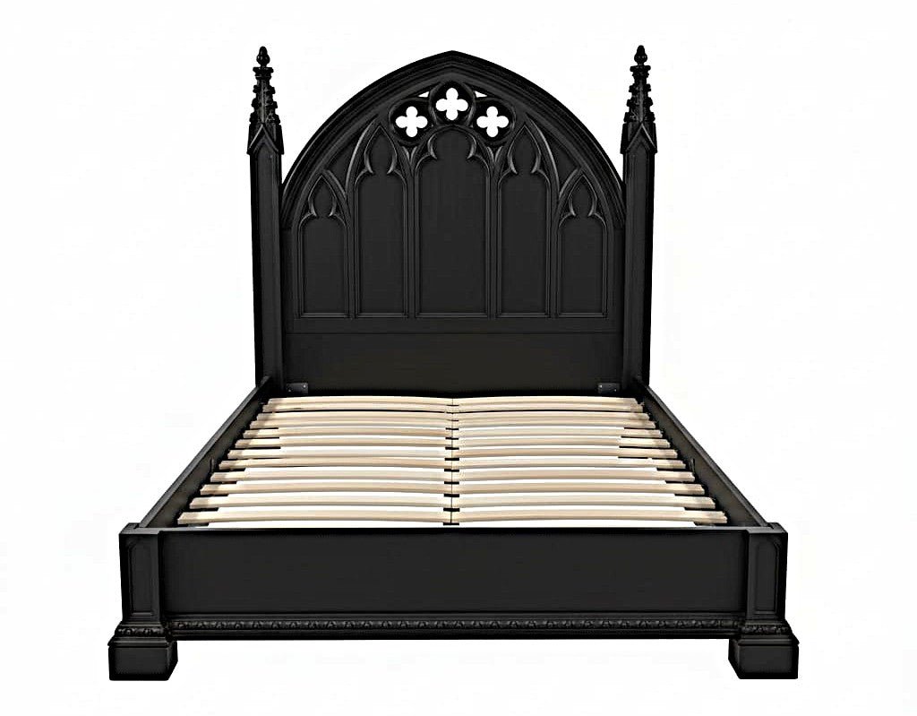 Blackspire Gothic Hand - Carved Solid Wood Platform Bed & Bedroom Collection – handcrafted solid wood furniture