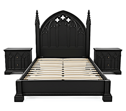 Blackspire Gothic Hand - Carved Solid Wood Platform Bed & Bedroom Collection – handcrafted solid wood furniture