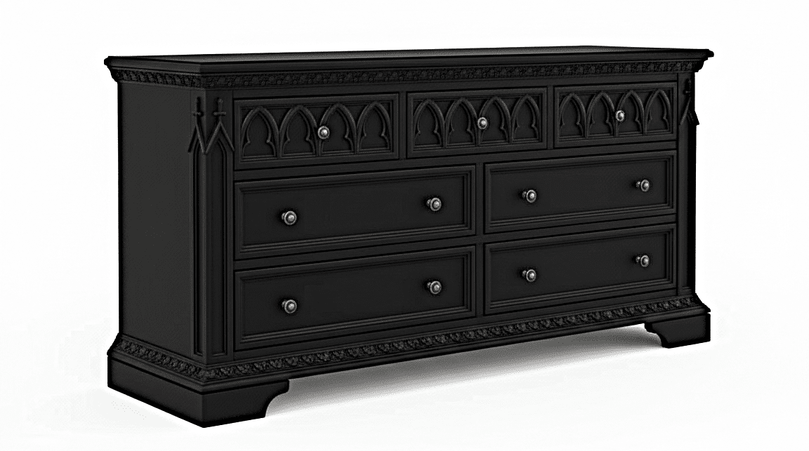 Blackspire Gothic Hand - Carved Solid Wood Platform Bed & Bedroom Collection – handcrafted solid wood furniture