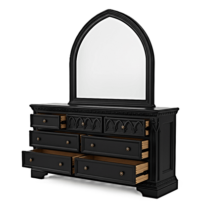 Blackspire Gothic Hand - Carved Solid Wood Platform Bed & Bedroom Collection – handcrafted solid wood furniture
