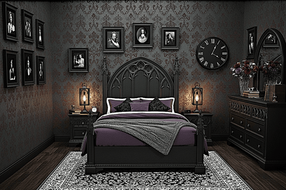 Blackspire Gothic Hand - Carved Solid Wood Platform Bed & Bedroom Collection – handcrafted solid wood furniture